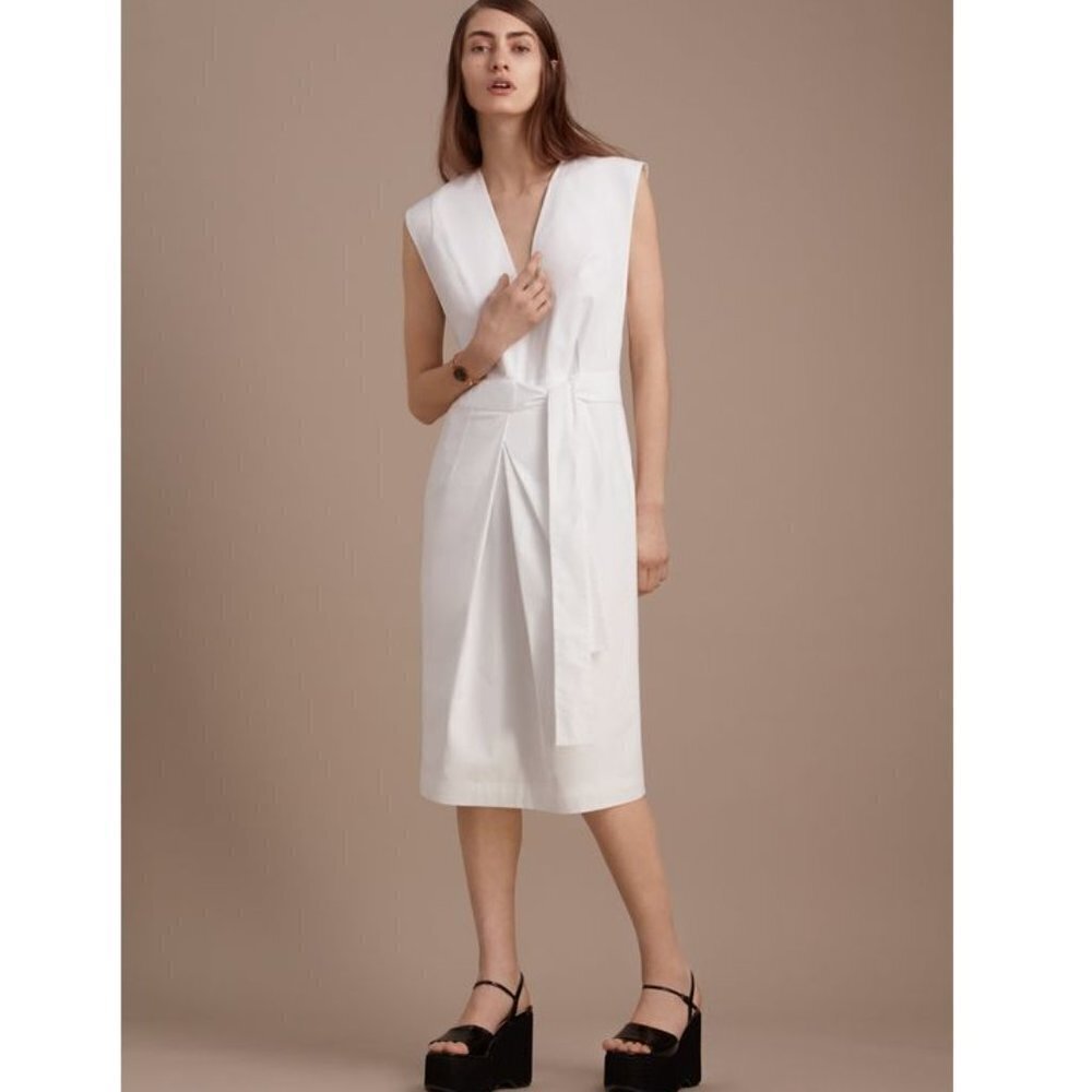 Aritzia 1-01 Babaton Judith Structured Deep V Midi Dress White Size Small